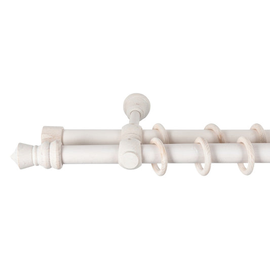 Galerie dubla lemn masiv King, nuanta alb-antic, 400 cm - KIT COMPLET