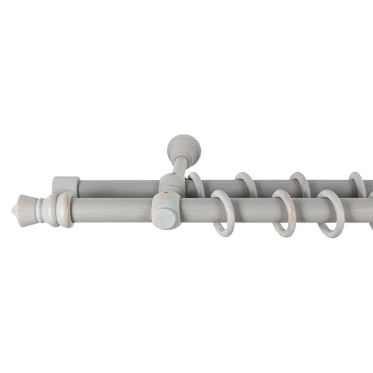 Galerie dubla lemn masiv King, nuanta gri-antic, 140 cm - KIT COMPLET