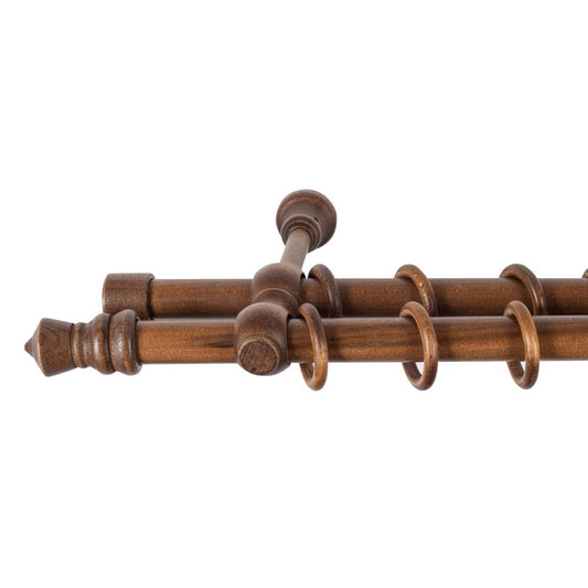 Galerie dubla lemn masiv King, nuanta nuc, 320 cm - KIT COMPLET