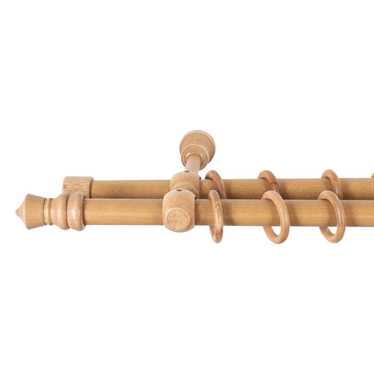 Galerie dubla lemn masiv King, nuanta stejar, 220 cm - KIT COMPLET