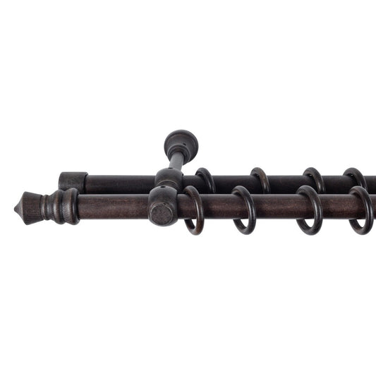 Galerie dubla lemn masiv King, nuanta wenge, 200 cm - KIT COMPLET