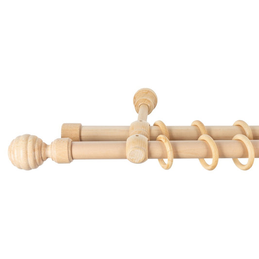 Galerie dubla lemn masiv Regal, nuanta natur, 220 cm - KIT COMPLET