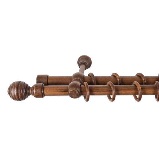 Galerie dubla lemn masiv Regal, nuanta nuc, 120 cm - KIT COMPLET