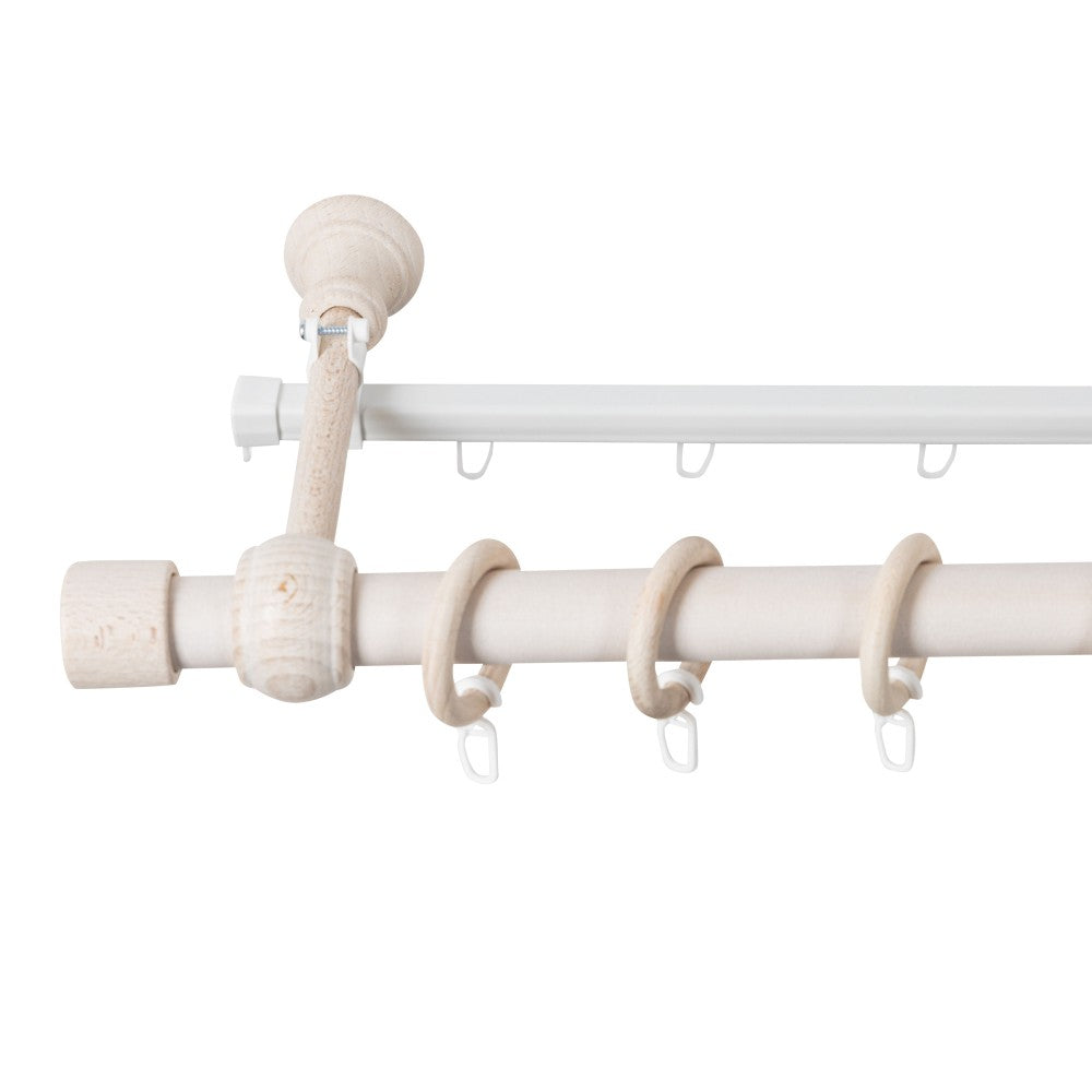 Simple solid wood Cafiro gallery, antique white shade, 260 cm - U-rail included 