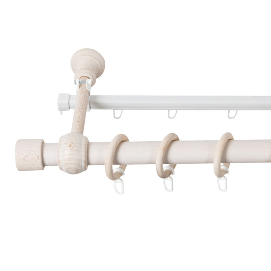 Simple solid wood Cafiro gallery, antique white shade, 240 cm - U-rail included 
