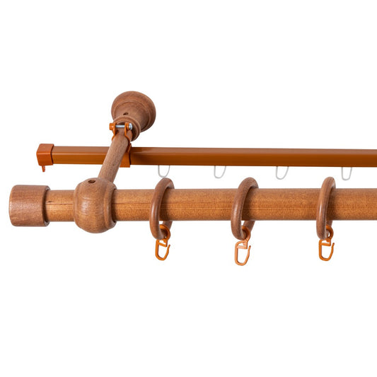 Simple solid wood Cafiro gallery, cherry shade, 240 cm - U-RAIL INCLUDED 