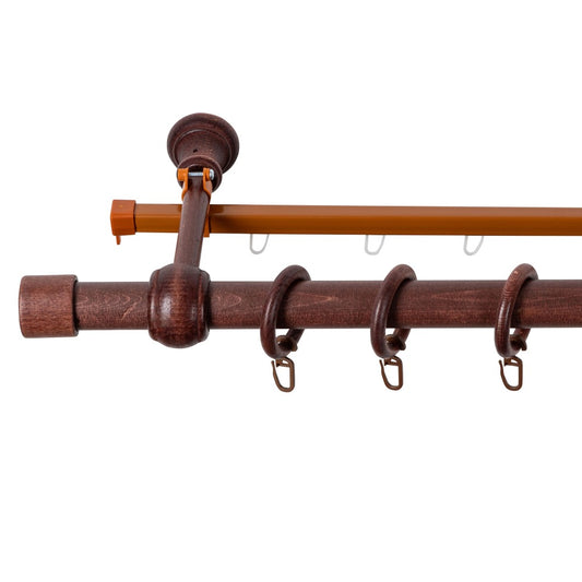 Simple solid wood Cafiro gallery, mahogany shade, 220 cm - U-RAIL INCLUDED 