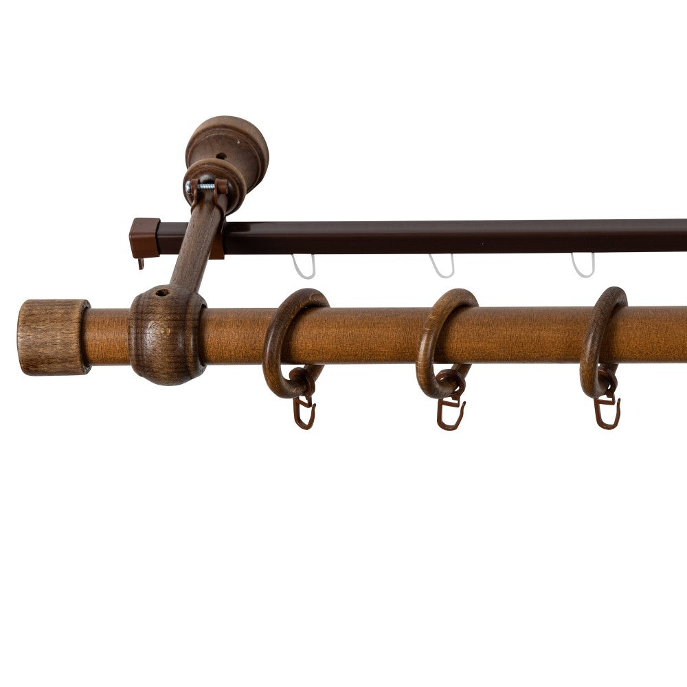 Simple solid wood Cafiro gallery, walnut shade, 220 cm - U-RAIL INCLUDED 
