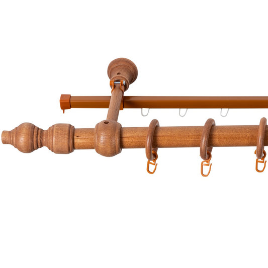 Simple solid wood gallery Filigrano, cherry shade, 220 cm - U-RAIL INCLUDED 