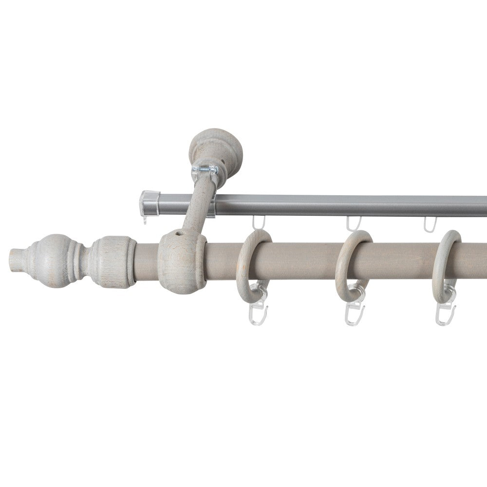 Simple gallery, solid wood Filigrano, antique gray shade, 300 cm - U-RAIL INCLUDED 