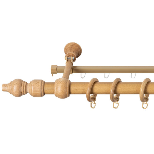 Simple solid wood gallery Filigrano, oak shade, 300 cm - U-RAIL INCLUDED 