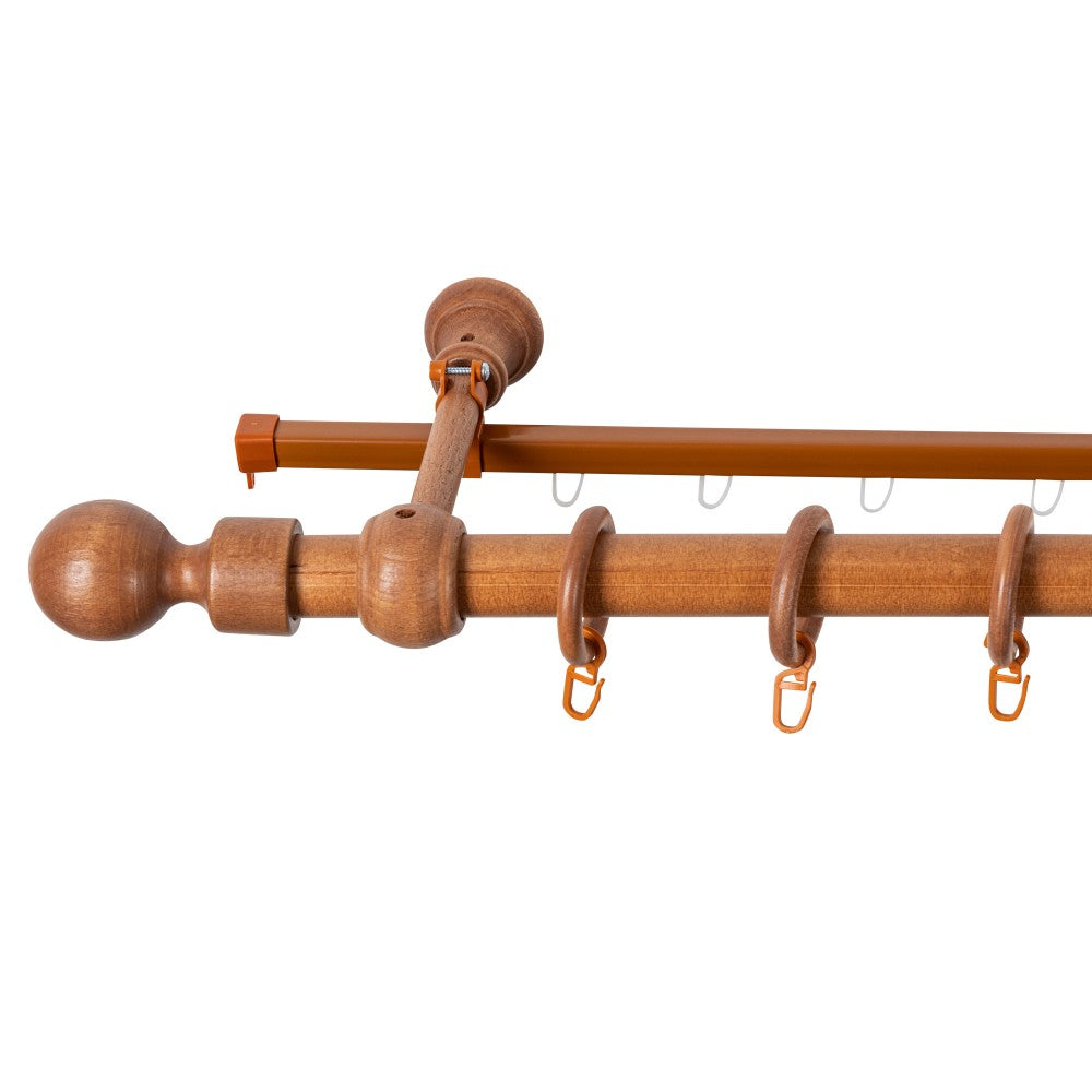 Simple solid wood gallery Giro, cherry shade, 120 cm - U-RAIL INCLUDED 