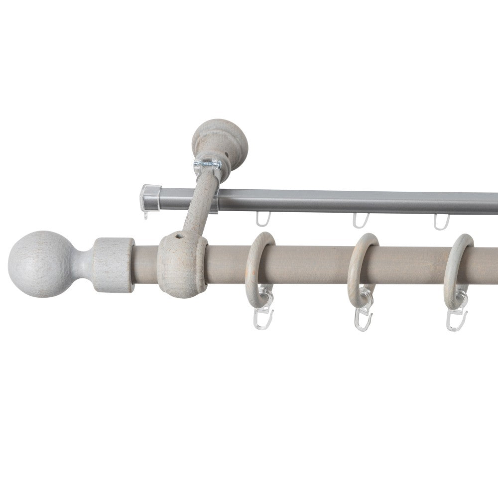 Simple solid wood gallery Giro, antique gray shade, 160 cm - U-RAIL INCLUDED 