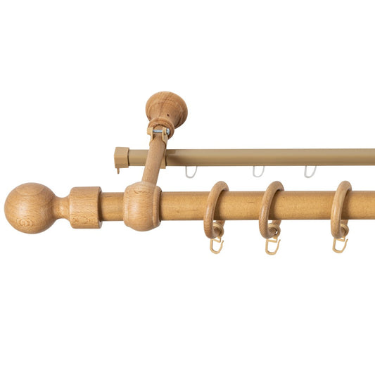 Simple solid wood gallery Giro, oak shade, 300 cm - U-RAIL INCLUDED