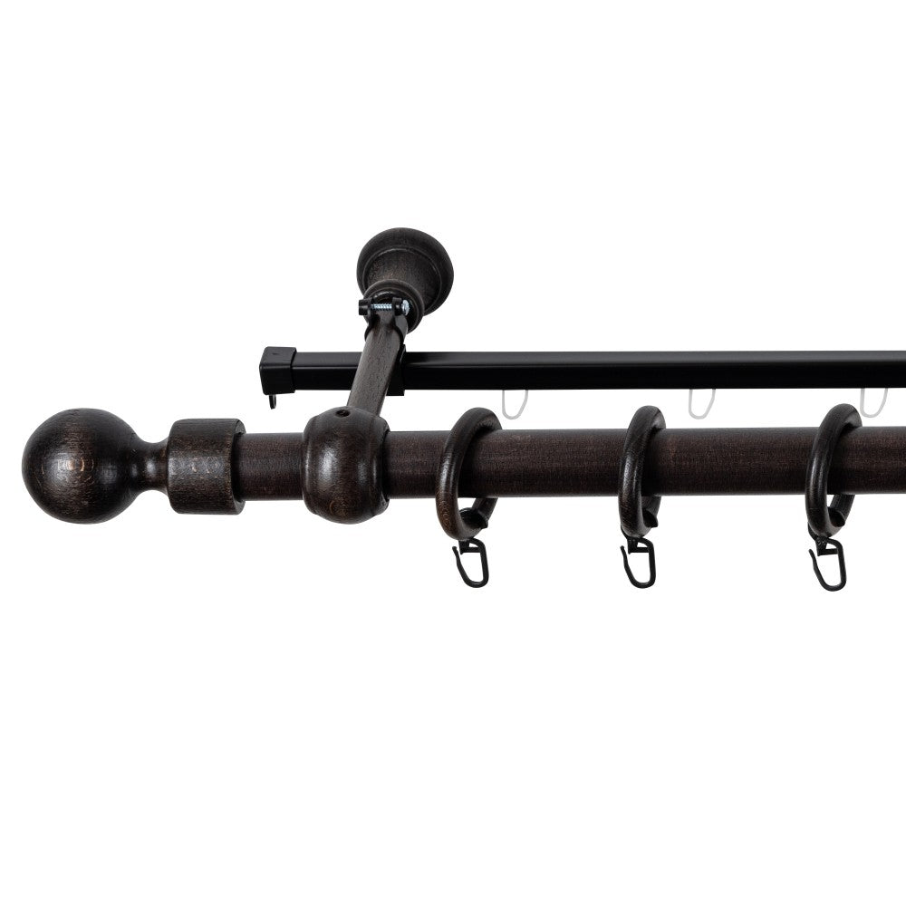 Simple solid wood gallery Giro, wenge shade, 140 cm - U-RAIL INCLUDED 