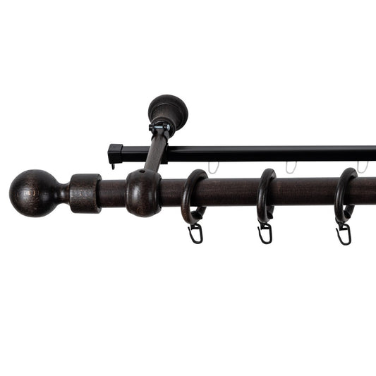 Simple solid wood gallery Giro, wenge shade, 280 cm - U-RAIL INCLUDED 