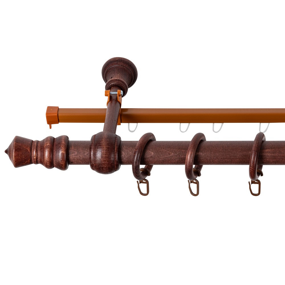 Simple solid wood gallery King, mahogany shade, 260 cm - U-RAIL INCLUDED 