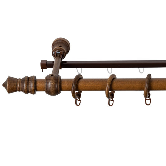 Simple solid wood gallery King, walnut shade, 200 cm - U-RAIL INCLUDED 