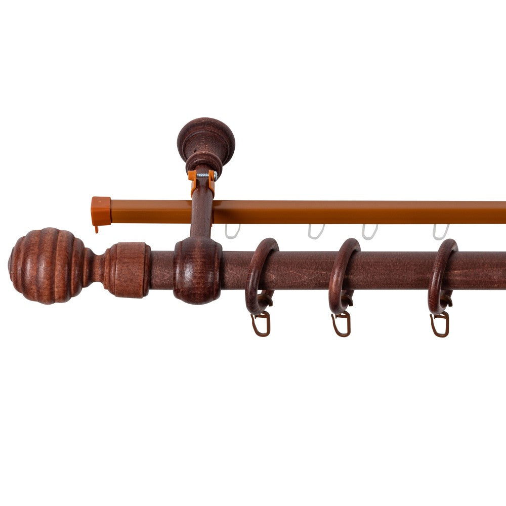 Simple solid wood gallery Regal, mahogany shade, 120 cm - U-RAIL INCLUDED 