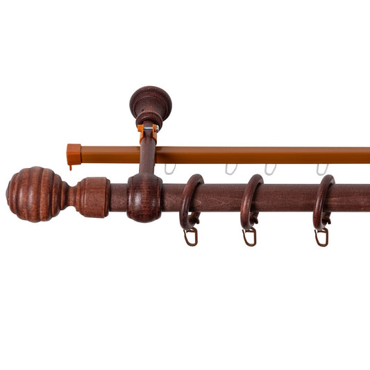 Simple solid wood gallery Regal, mahogany shade, 300 cm - U-RAIL INCLUDED 