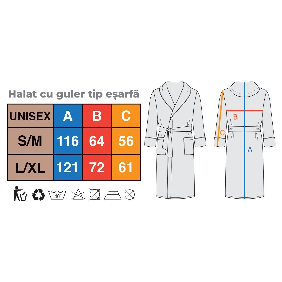 Quality bathrobe HAVANA gray L/XL 100% cotton