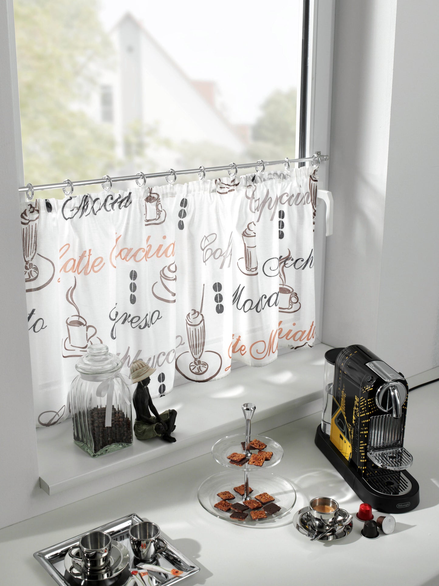 California bistro rod for curtains 12 mm White 75-135 cm