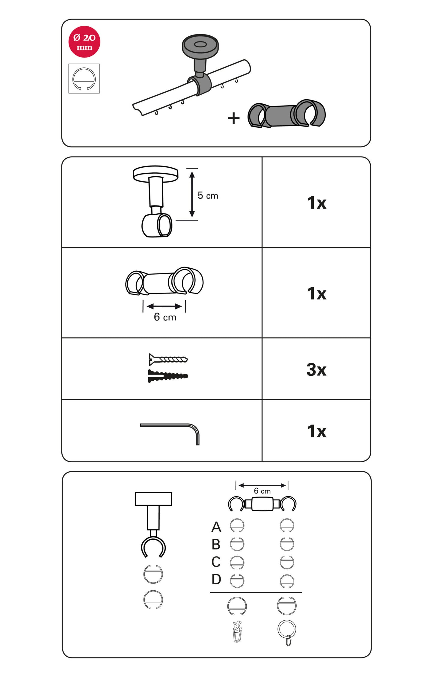 Consolă de tavan simplă/dublă Romana 20mm Argintiu satin