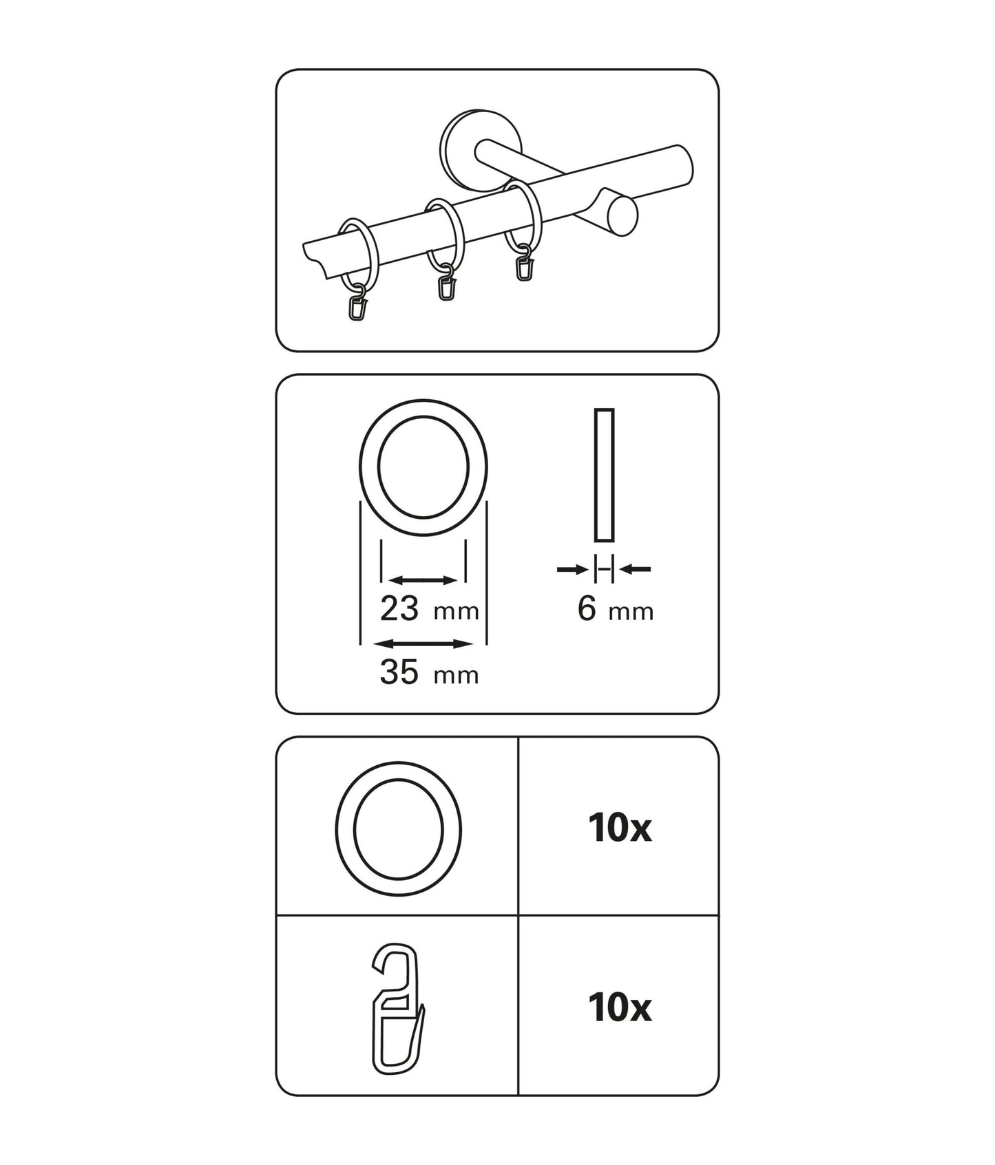 Inele cu cârlig 11mm Crom