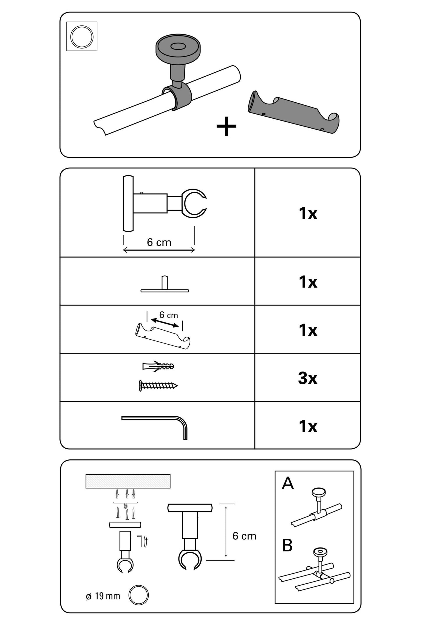 Consolă de tavan simplă/dublă Europa 19mm Argintiu satin