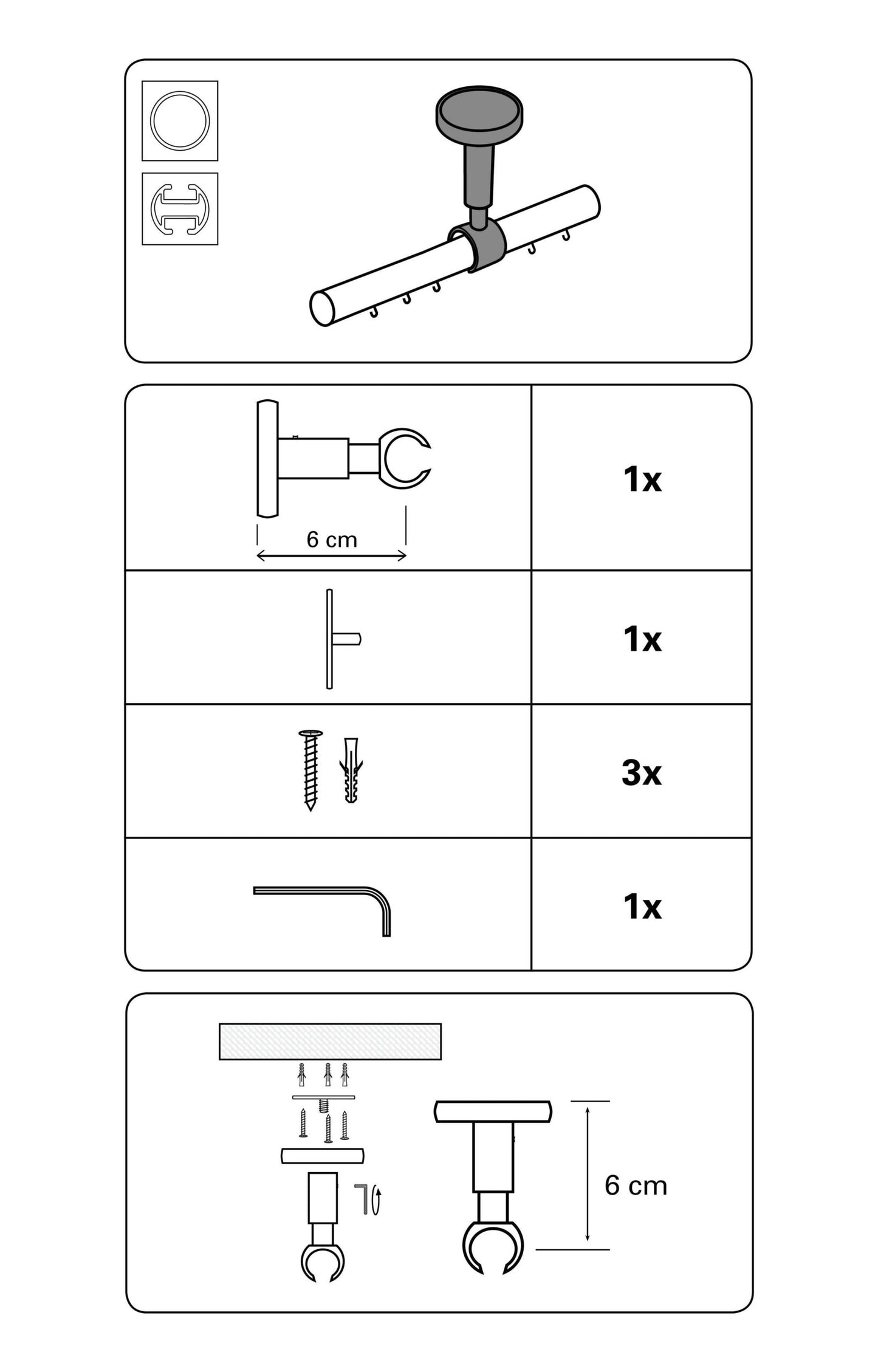 Consolă de tavan Kira 19mm Argintiu