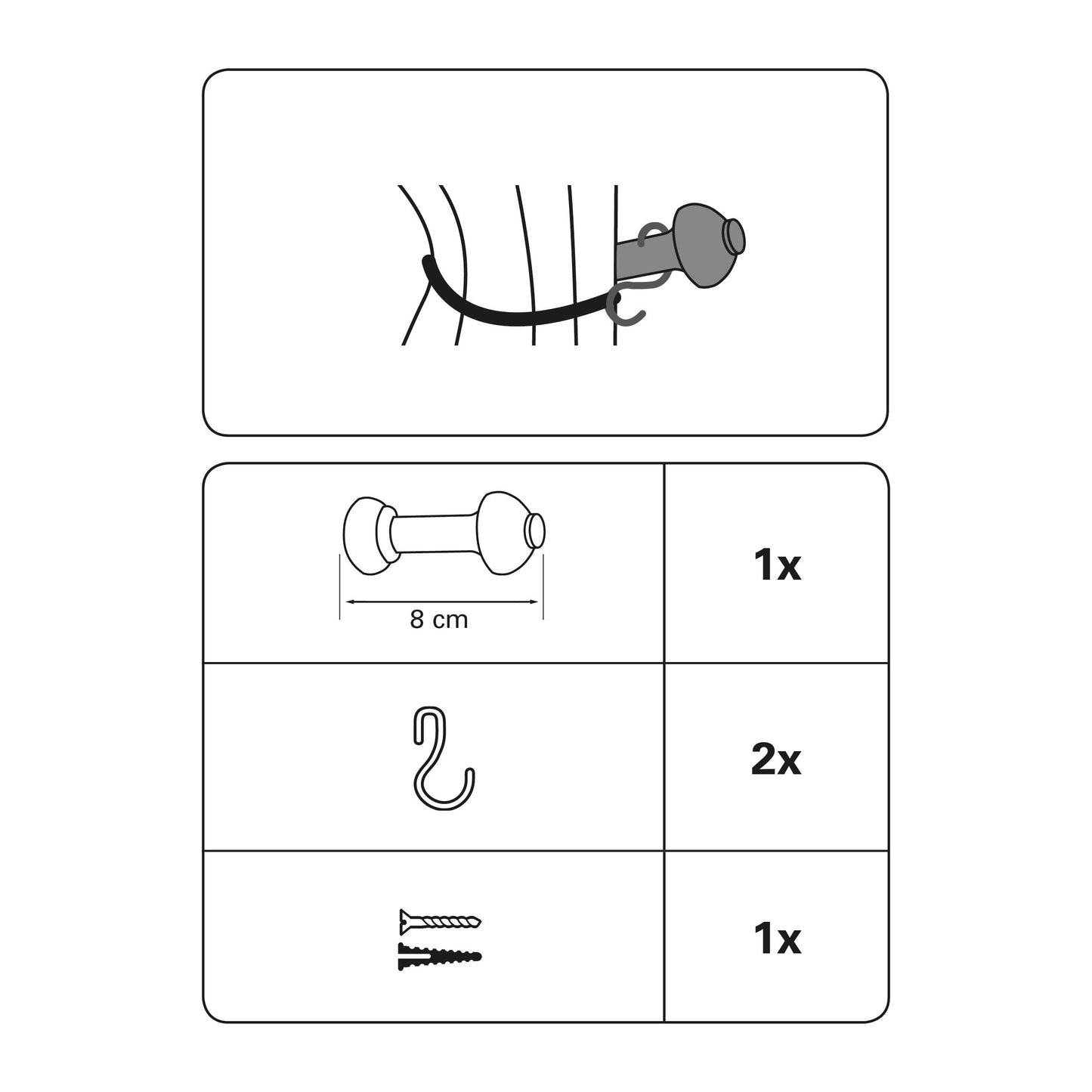 Consolă draperie lemn 8cm Pin