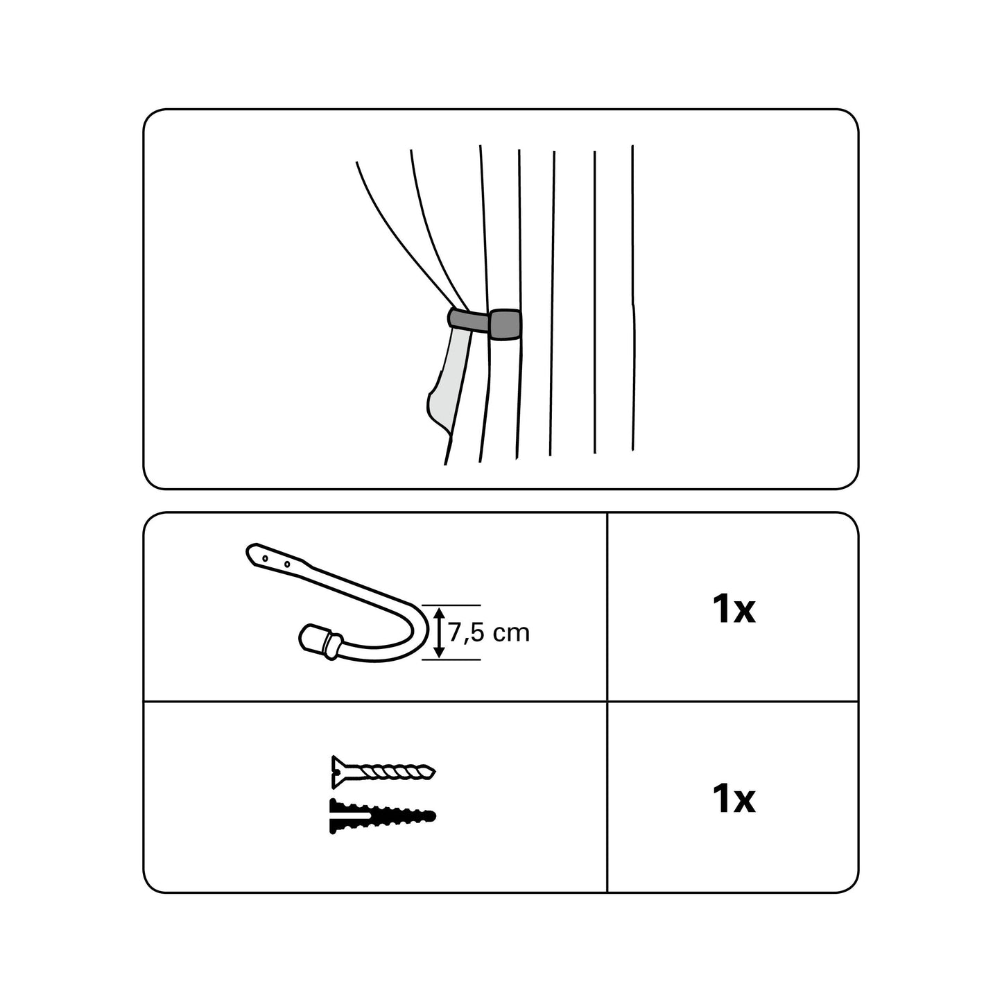 Cârlig drapaj 8cm Argintiu mat