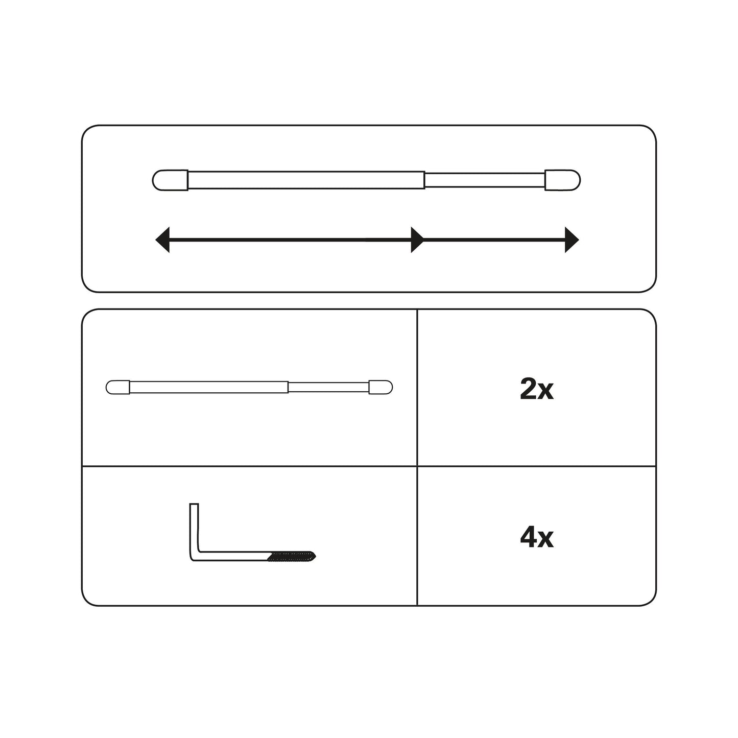 Bară extensibilă pt. perdeluțe 11mm Alb 80-120 cm