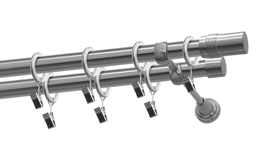 Boston double metal gallery kit 19/19mm Nickel 160 cm