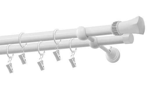 Diamond metal double gallery kit 19/19mm White 160 cm