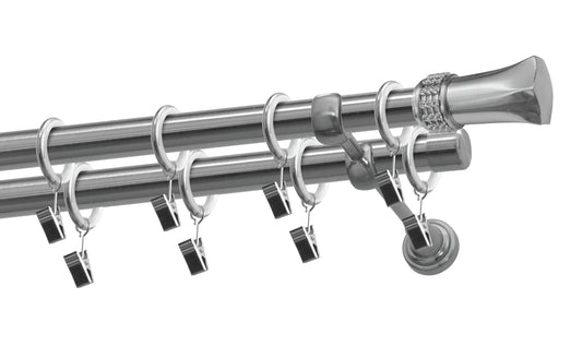 Diamond double metal gallery kit 19/19mm Nickel 160 cm