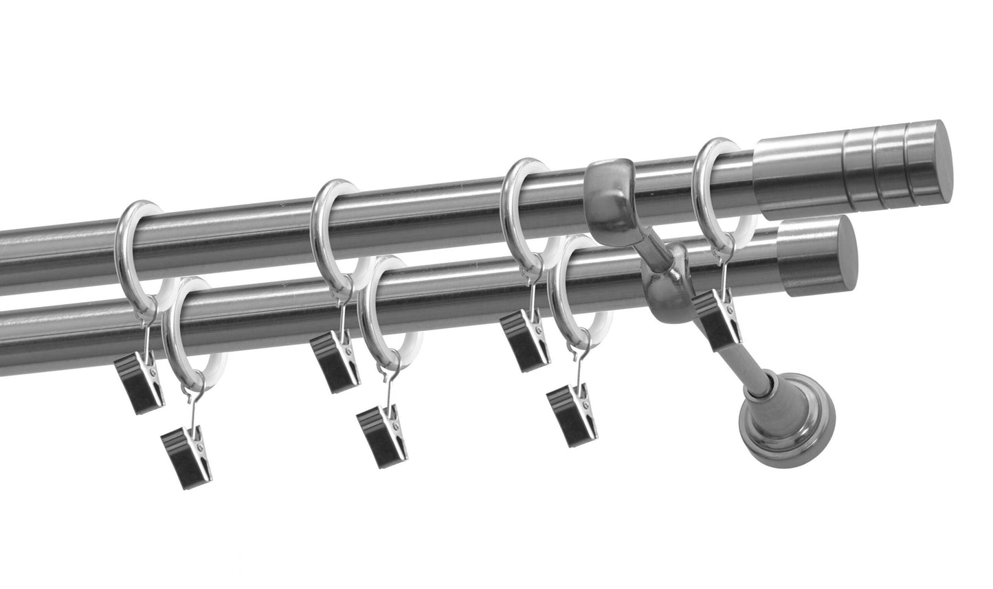 Kit galerie dublă metal Cylinder 19/19mm Auriu antic 160 cm