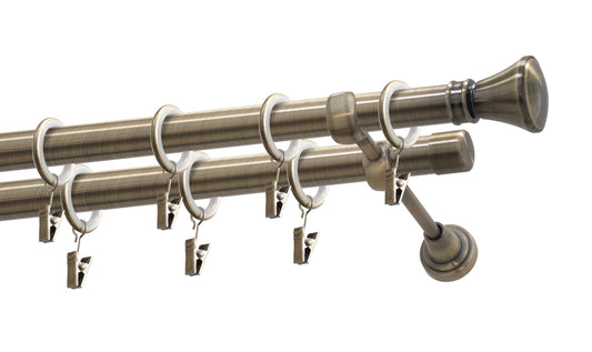 Kit galerie dublă metal Jazz 19/19mm Auriu antic 200 cm