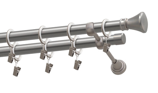 Kit galerie dublă metal Jazz 19/19mm Argintiu satin 200 cm