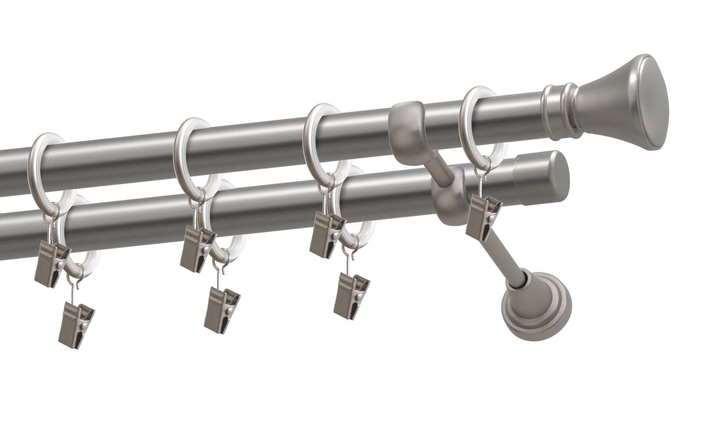 Kit galerie dublă metal Jazz 19/19mm Argintiu satin 240 cm