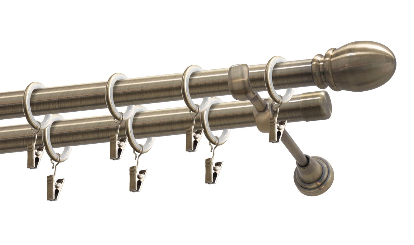 Kit galerie dublă metal Par 19/19mm Auriu antic 160 cm