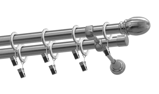 Kit galerie dublă metal Par 19/19mm Argintiu satin 160 cm