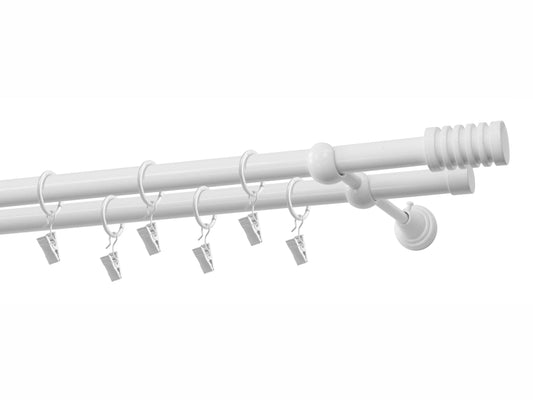 Porto metal double gallery kit 19/19mm White 240 cm