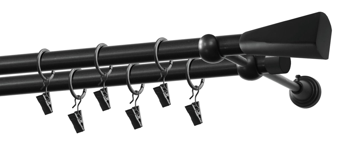 Kit galerie dublă metal Loft 19/19mm Negru mat 200 cm