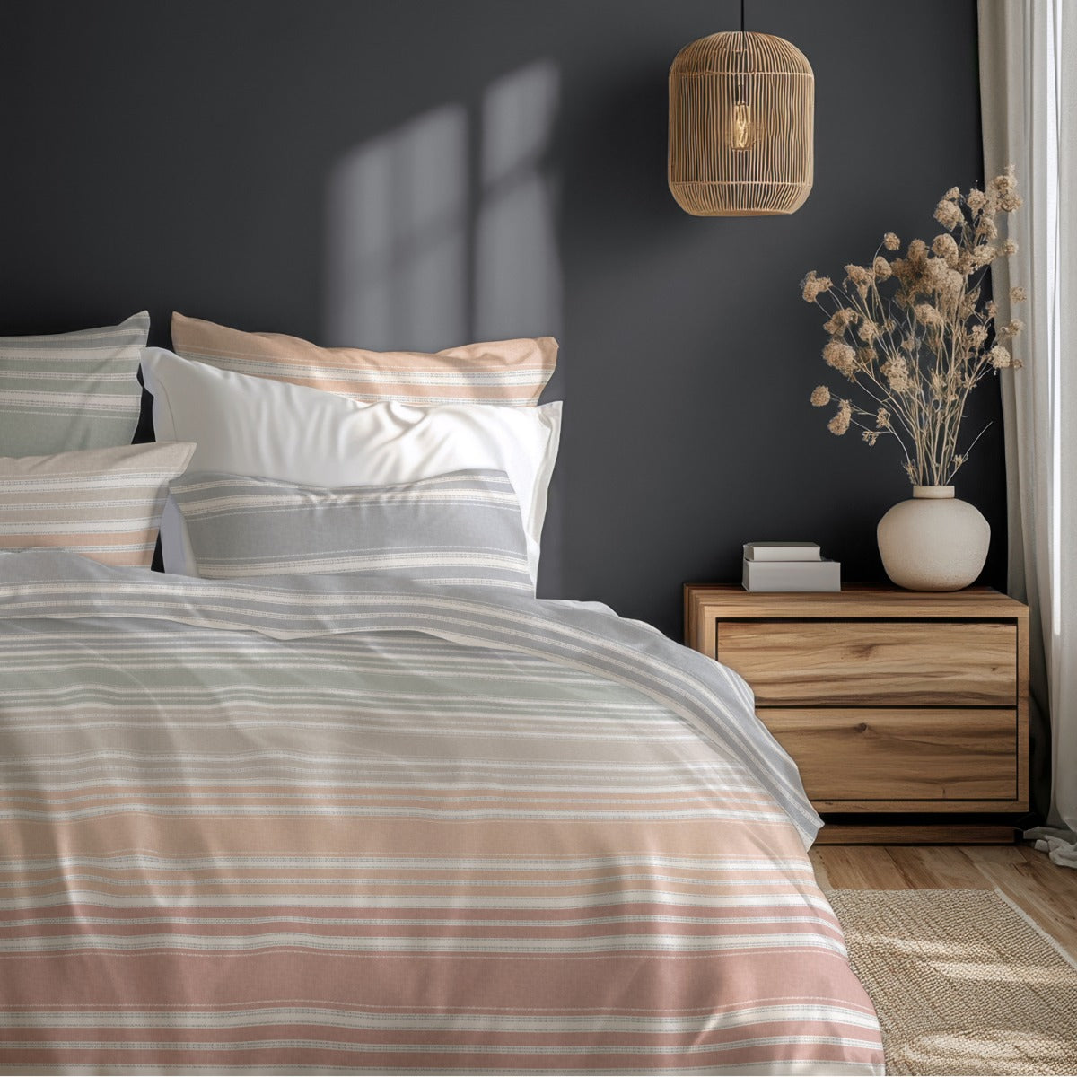 Lenjerie de pat fara cearsaf de pat LINEA 100% bumbac ranforce 2 piese