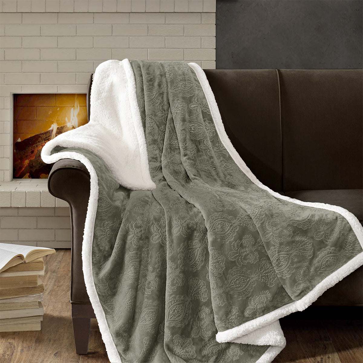 Patura pufoasa cu design luxos MAJESTIC VERDE 140/200 cm