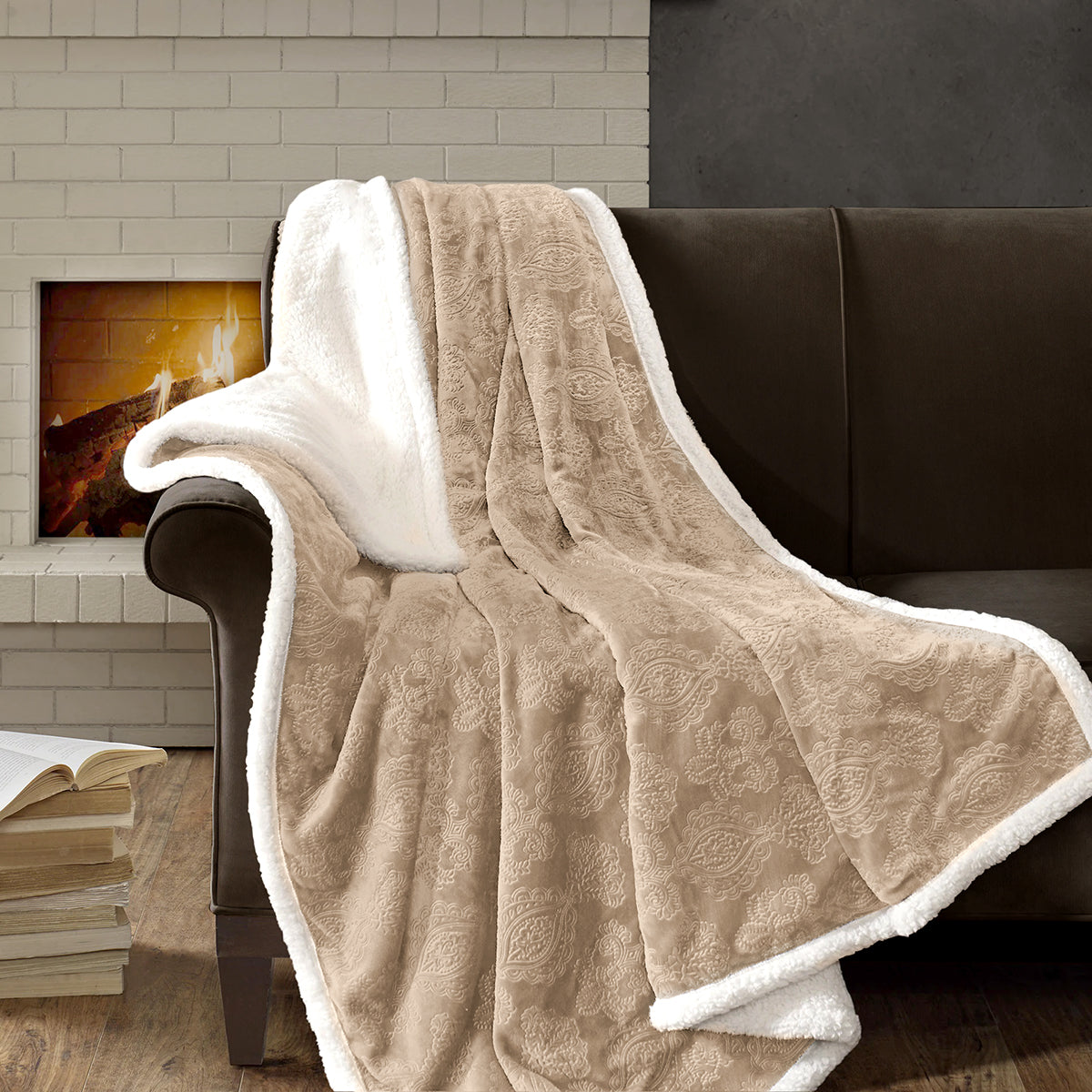 Luxuriously designed fluffy blanket MAJESTIC TAUPE 200/220 cm