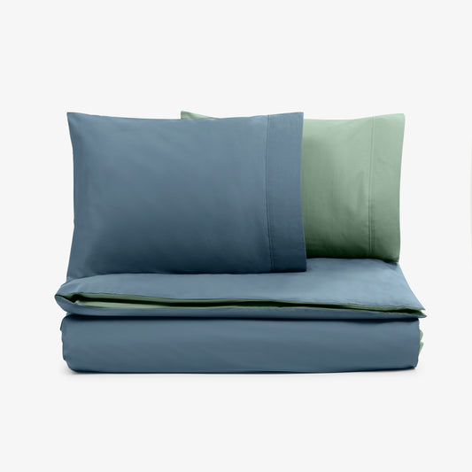 Lenjerie de pat NUANCES ALBASTRU/VERDE 100% bumbac ranforce 3 piese