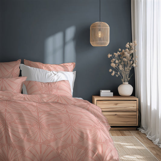 Lenjerie de pat fara cearsaf de pat din bumbac satinat PINK DUST 2 piese