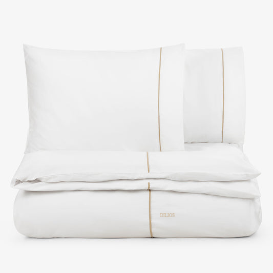 Lenjerie de pat din bumbac satinat PREMIUM ELEGANCE BEJ 3 piese